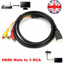 S*5 Feet 1.5M 1080P HDTV HDMI Male to 3 RCA Audio Video AV Cable Cord Adapter&