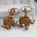 Handmade UNIQUE Lucky Elephant Carving Wooden Pendant Keychain Key Ring Gift