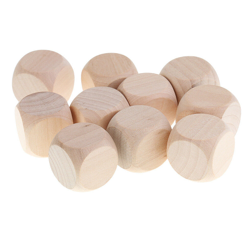 10PCS Wood Blank Dice D6 3cm Game Dice for DIY Decorating & Craft Projects