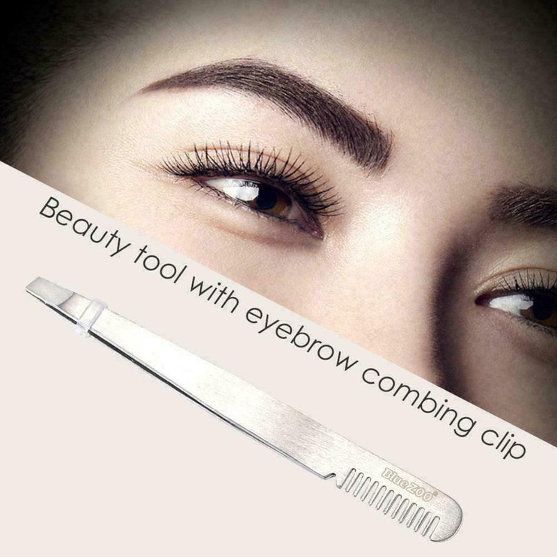 1*Double-sided Stainless Steel Comb Eyebrow Tweezers Tools Removal Hair H7K4