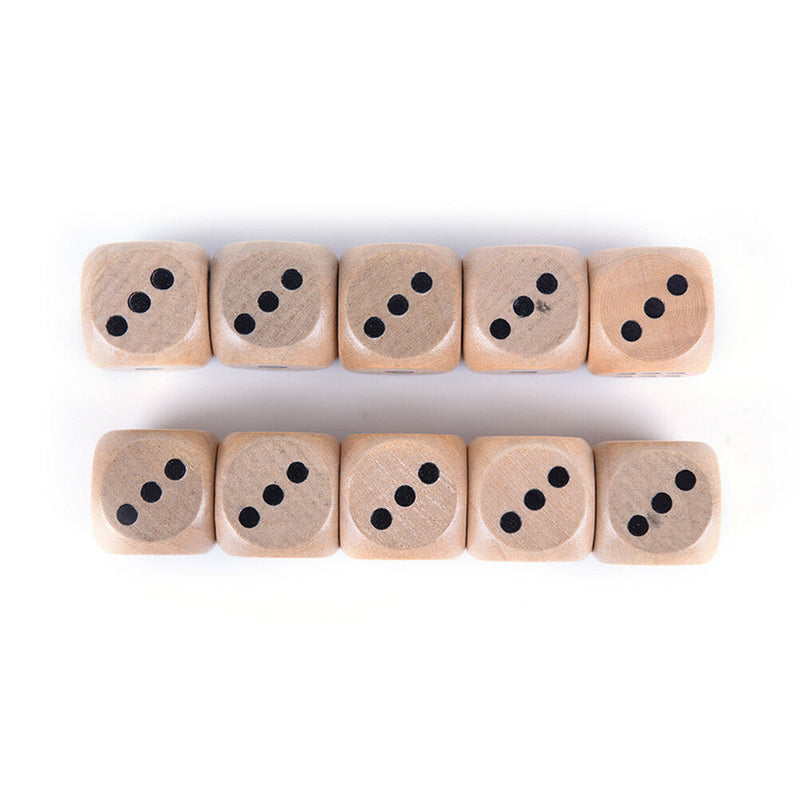 10Pcs Wood Dice 20Mm Kid Toys Game 6 Sided Dice Point Style Set OZ