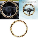 Universal Leopard Print Soft Plush Elastic Car Steering Wheel Cover New G9F C4L2