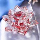 Large Crystal Lotus Flower Ornament with Gift Box, Feng Shui Decor Red