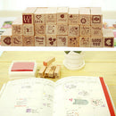25Pcs Love Diary Decorated Wood Stamps Set Stampers School Supply Stationery Hot