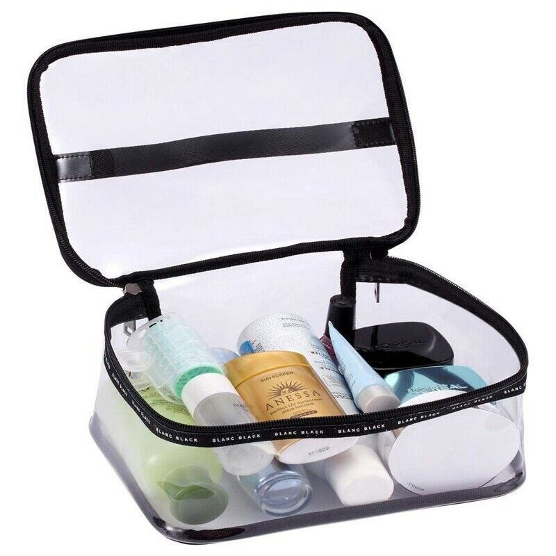 Black + transparent Travel Cosmetic Bag Makeup Train Case Organizer with To W1A8