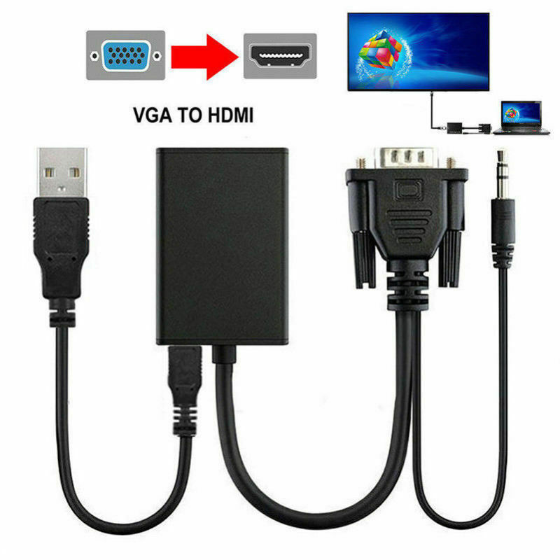 VGA Male To HDMI Output 1080P HD + HDTV Video USB Cable Cord Converter A YCI