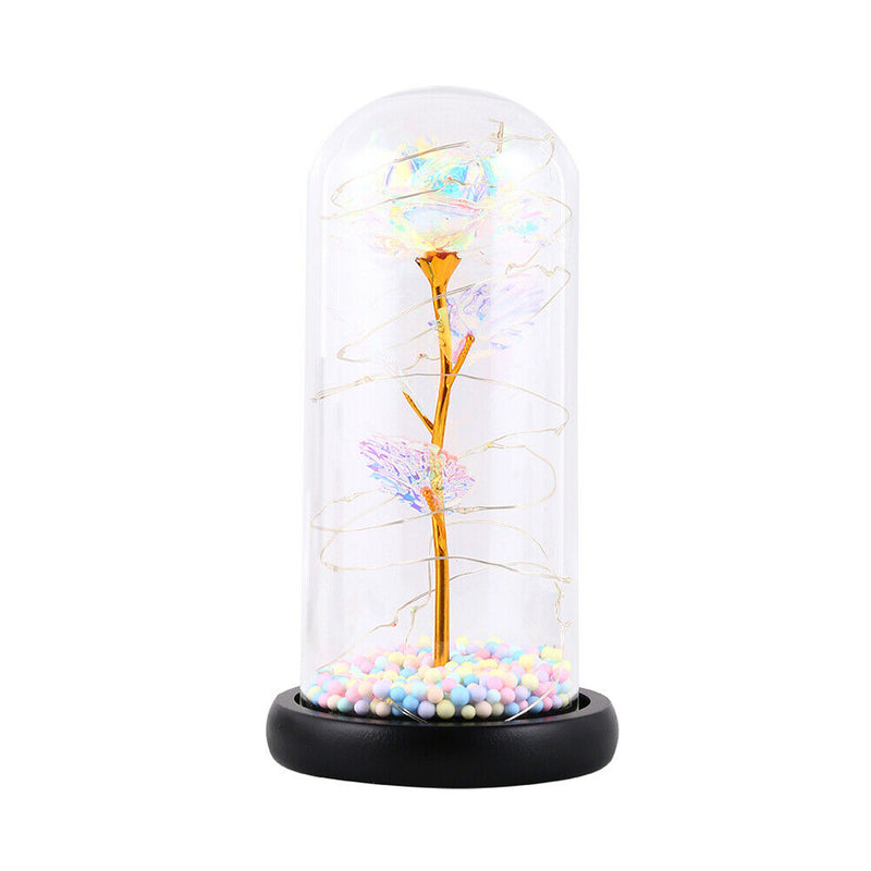 20LED Foam Night Lamp Foil Rose Glass Dome Copper Wire Fairy String Lights A