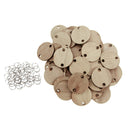 100x Round Heart Wooden Chips Slices Discs Board Tags DIY w/ Assembly Hook