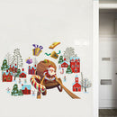 2pcs Christmas Santa Claus Carriage Wall Stickers Living Room Bedroom Decor