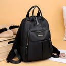 Women Casual Backpack Student Large Capacity Travel Zip Schoolbags (Black)