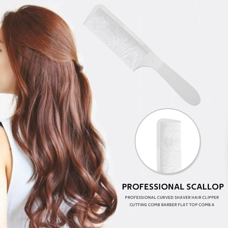Curved Hair Clipping Cutting Arced Comb Flat Top Haircut Comb Brush (White) A