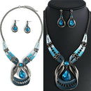 Cgic Jewelry Set Elegant Necklace Waterdrop Earrings Set Crystal Jewelry Set- OZ