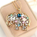 Fashion Crystal Lucky Lovely Elephant Necklace Pednat Necklase Long Chainã€NME