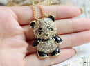 Rhinestone Crystal Panda Sweater Chain Girl Cute Animal Pendant Necklace M&O