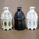 European Metal Moroccan Candle Holder Votive Candlestick Home Decor Black A