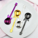 Set of 4 Guitar Shaped Stainless Steel Coffee Spoon Demitasse Spoons Desser C8W1