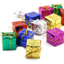 Set of 12 Glitzy Christmas Box Hanging Tree Decorations in Assorted Colours L6T1