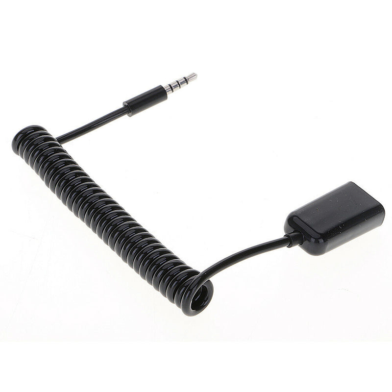 3.5mm Male Plug Jack to USB 2.0 Female Audio Cable Wire Car AUX Spring Cable YS