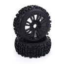1/8 Scale RC Crawler Buggy Truck Rubber Tires + Wheel Rim, Pack of 2 - Black,