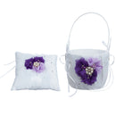 1 Set Purple Flower Pearls Diamante Ring Bearer and Flower Girl Basket