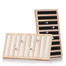 Rectangle Ring Display Tray Bamboo PU Leather Jewelry Display Tray Ring Dis