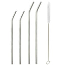 4pcs Reusable Drinking Straw Stainless Steel Straw with 1 Cleaner Brush Kit
