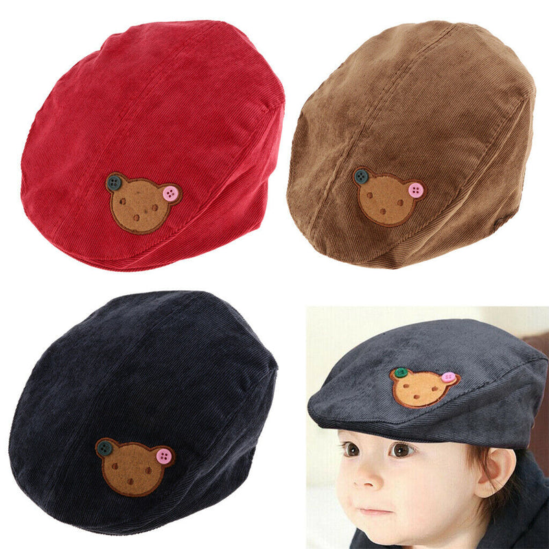 Toddler Kids Baby Boys Girls Beret Cap Fashion Cartoon Bear Hat Navy blue