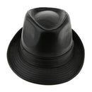 Retro Faux Leather Mens Fedora Trilby Hat Gentleman Winter Church Panama Cap