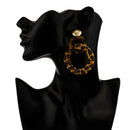 Acrylic Earrings Women Leopard Print Rattan Pendant Earrings Geometric Roun