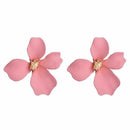 Korean Girls Flower Ear Stud Casual Women Sweet Earrings Jewelry (Pink) A