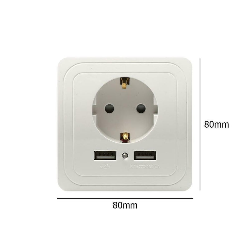10A Charging Panel Household USB Port Wall Socket EU Plug Electric Socket