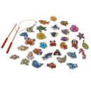Set Of 34pcs Wooden Fishing Game Fishing Board Rods Children Role Play Game