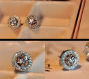 Chic Women's Crystal Rhinestone Zircon Inlaid Ear Stud Platinum Plated Earrings