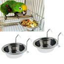 2 Pcs Stainless Steel Food Water Cup Feeder Feeding Dish For Parrot Bird Macaw