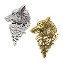 2Pcs Chic Metal Wolf Head Coyote Brooch Lapel Pin Badge for Men's Shirt Suit