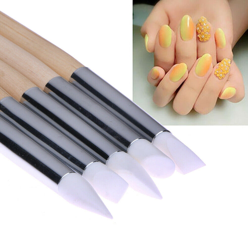 5pcs Nail Art Silicone Head Painting Pen Professional Nail Design Brush