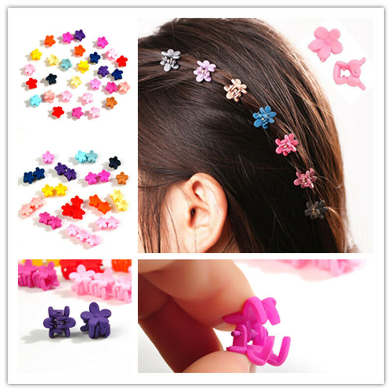 30pcs Kids Baby Girls Claw Hairpins Mini Colorful Hair Clips Clamp Flower Style