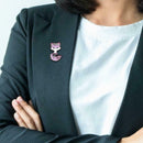 Cartoon Cute Fox Brooch Flower Badges Jacket Clothes Jewelry Gift (Black)