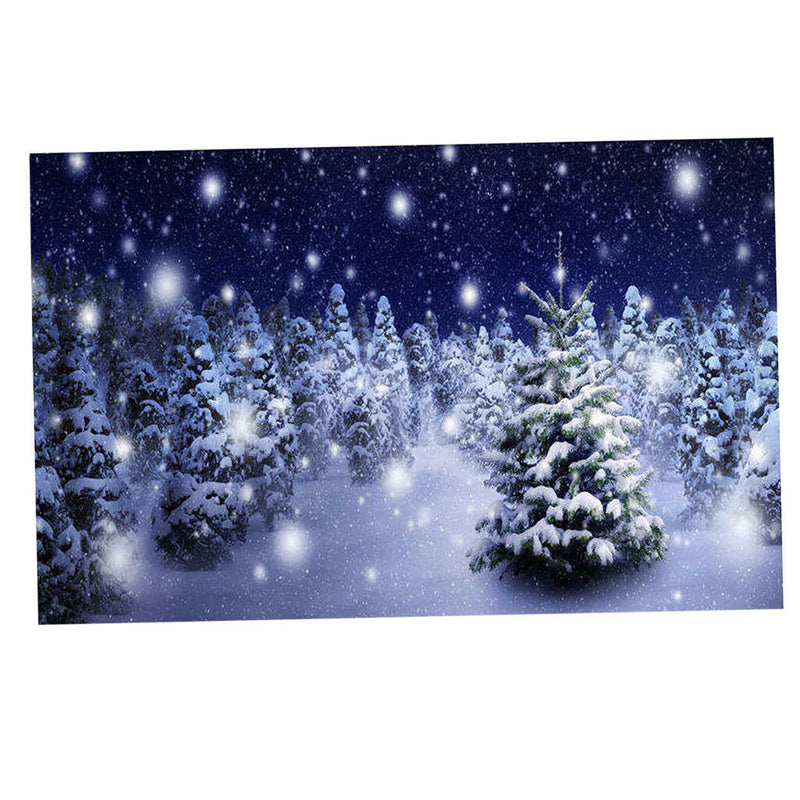 Christmas Tree Snowy Sky Wall Art Hanging Tapestry Dorm Bedspread Decor E
