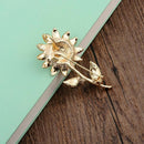 Womens Brooch Pin Sunflower Alloy Enamel Inlay Crystal Dress Shirt Suit Sweater