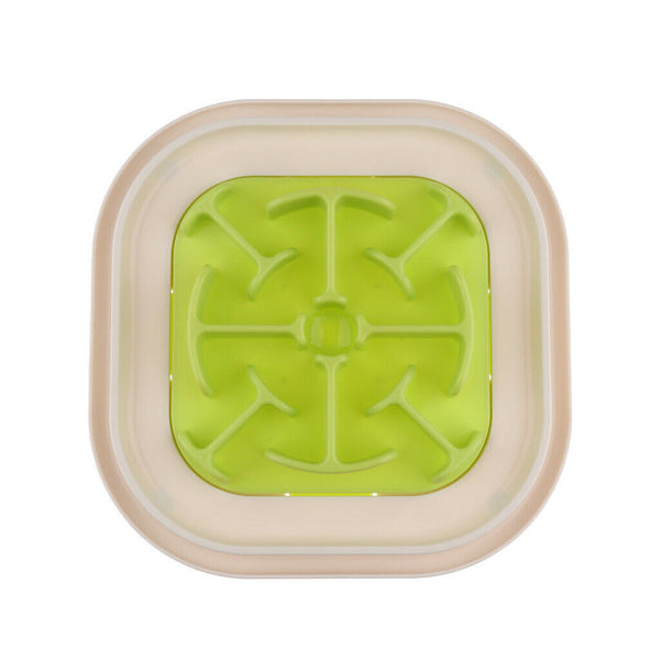 Pet Dog Cat Slow Bowl Feeder Feeding Dish Anti-Choking Bone type Green