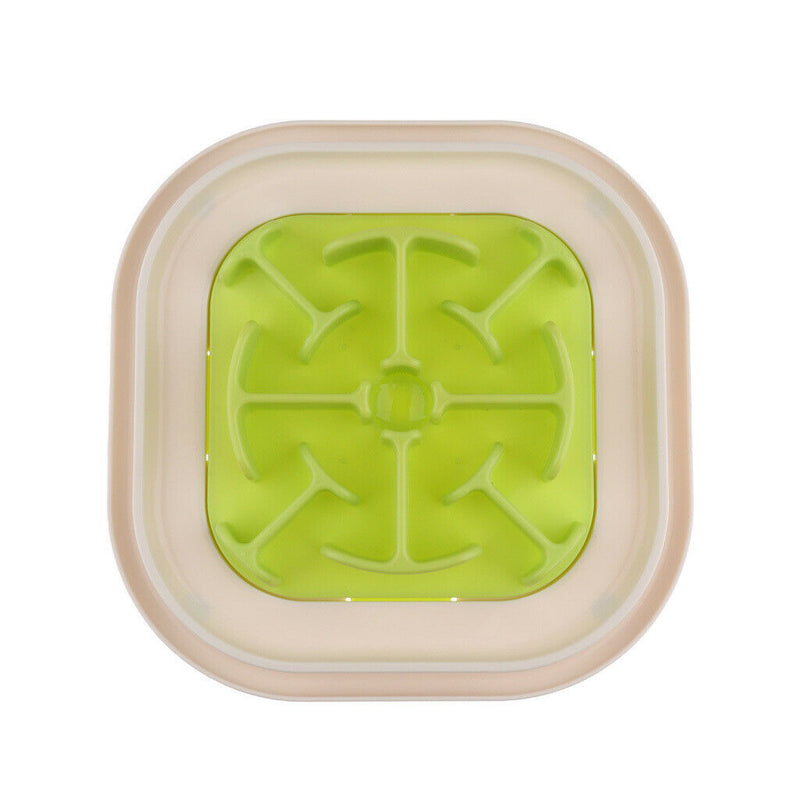 Pet Dog Cat Slow Bowl Feeder Feeding Dish Anti-Choking Bone type Green