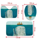 4Pcs Home Bathroom Decor Set Whale Pattern Toilet Seat Cover Bath Mat Set+W