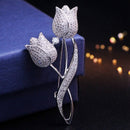 Tulip Flower Cz Brooch Pin Elegant Rose Flower Cubic Zircon Brooches For We