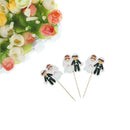 24pcs Wedding Cake Topper Bridegroom Bride Cupcake Toppers Wedding Decoration JR