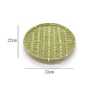Bamboo Round Fruit Plate Handmade Storage Tray Hand Knitting Bread Basket F