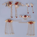 Chinese Traditional Wedding Comb Hair Stick Earring Set for Costume Drama