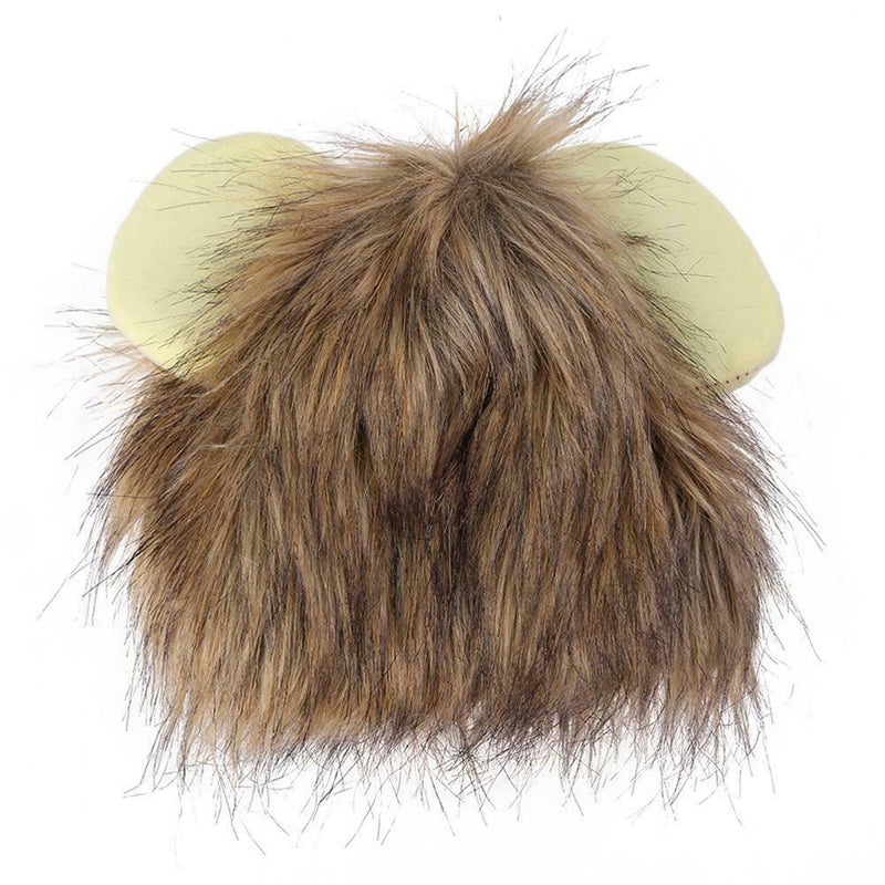 Pet Emulation Lion Hair Mane Cute Ear Pet Hat Cat Dog Cap Headband Headwear A