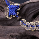 Wealth Success 5 Copper China Coin Knot Blue Rope Feng Shui Lucky Car Decor H8D2