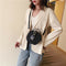 Creative Round Shoulder Bag Leather Small Women Crossbody Handbag (Black)